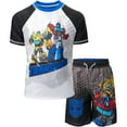 thumbnail image 1 of Transformers Bumblebee Megatron Optimus Prime Little Boys Swim Rash Guard Swim Trunks Grey/Black 6, 1 of 5