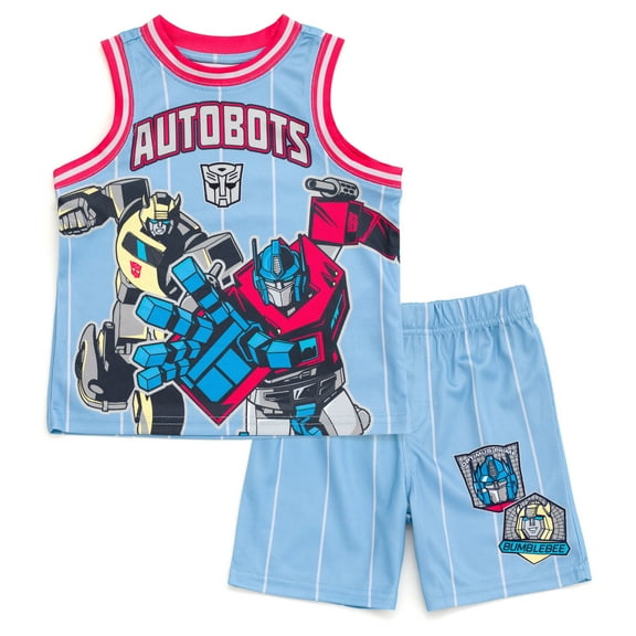 Transformers Bumblebee Optimus Prime Mesh Jersey Athletic Tank Top and Basketball Shorts Outfit Set Toddler to Big Kid