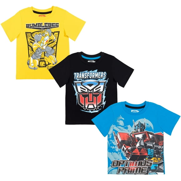 Transformers Bumblebee Optimus Prime Toddler Boys 3 Pack T-Shirts Toddler to Big Kid