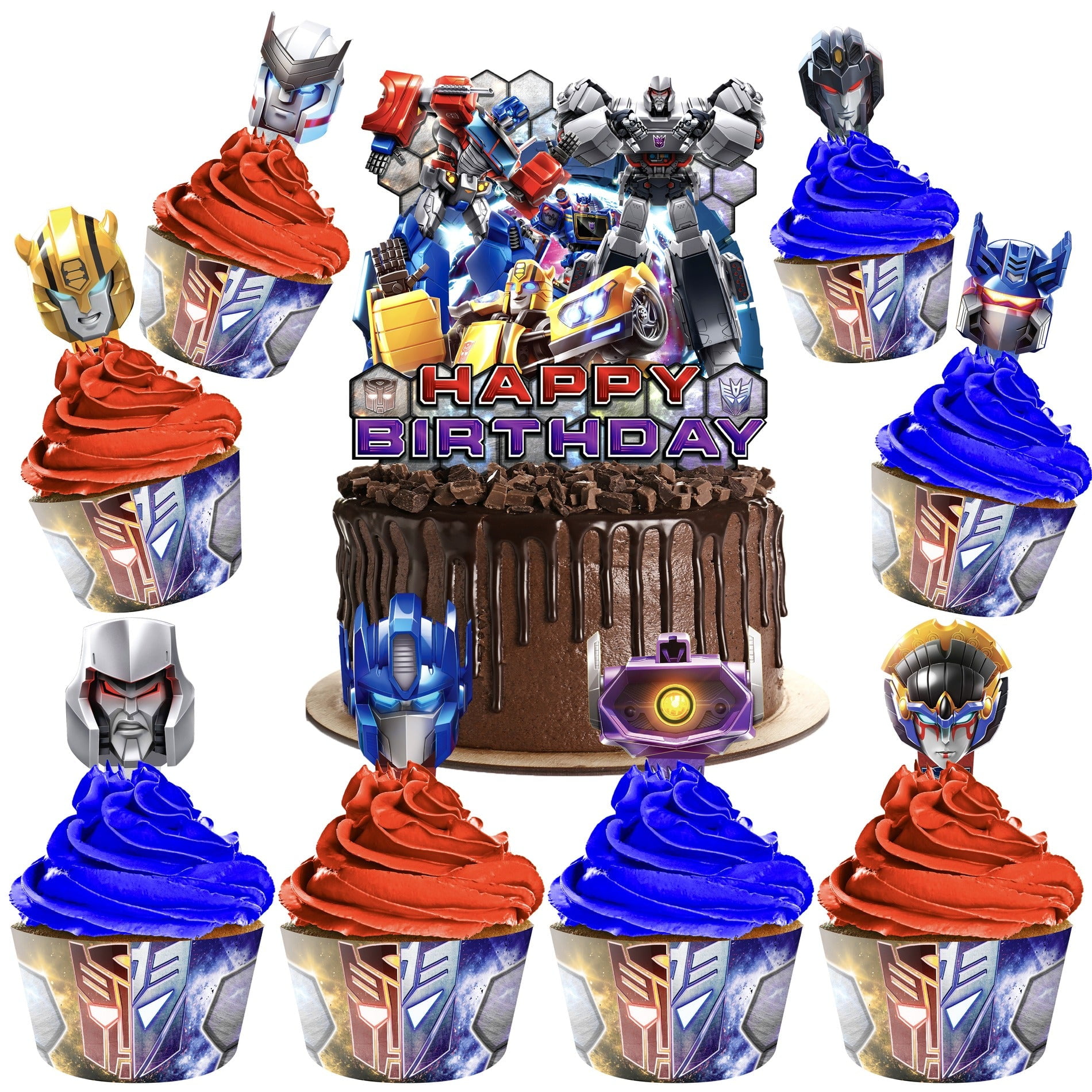 Transformers Cake Topper & Transformers Cupcake Toppers Kit