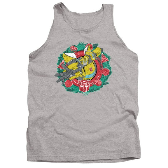Transformers Christmas Bumblebee Holiday Wreath Unisex Adult Tank Top, Athletic Heather, X-Large