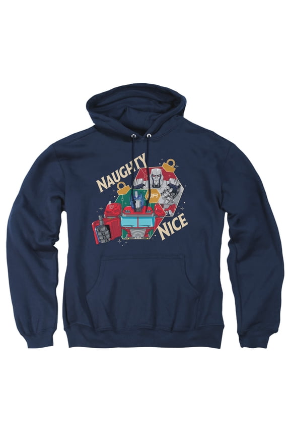 Christmas Naughty Or Nice Adult Pull-Over Hoodie, Navy, Small