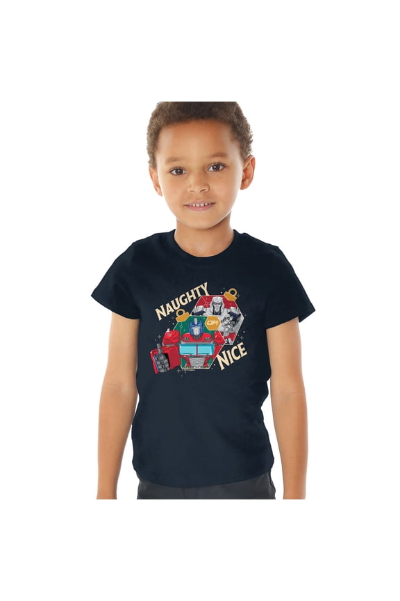 Christmas Naughty Or Nice Kids T Shirt (2) for Toddler Boys and Girls, Navy