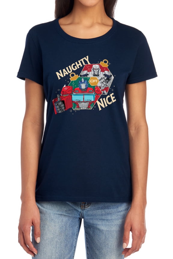 Christmas Naughty Or Nice Women's T Shirt, Navy, Small