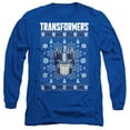 thumbnail image 1 of Transformers Christmas Optimus Prime Fair Isle Unisex Adult Long-Sleeve T Shirt, Royal, Medium, 1 of 4