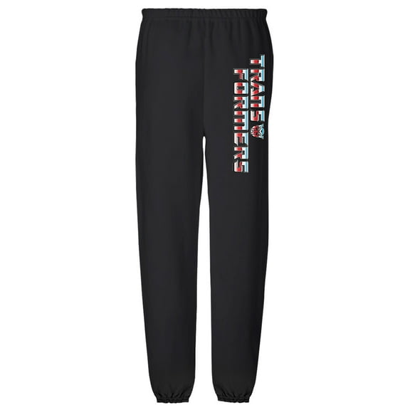 Transformers Chrome Logo Unisex Jogger Sweatpants with Pockets for Men and Women, Black, 2X-Large