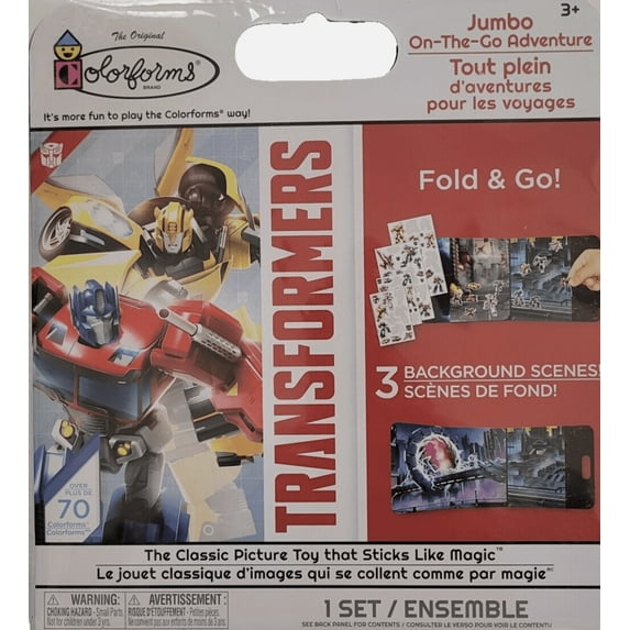 Transformers Colorforms Fold Go! Jumbo on the go adventures over 75 stickers