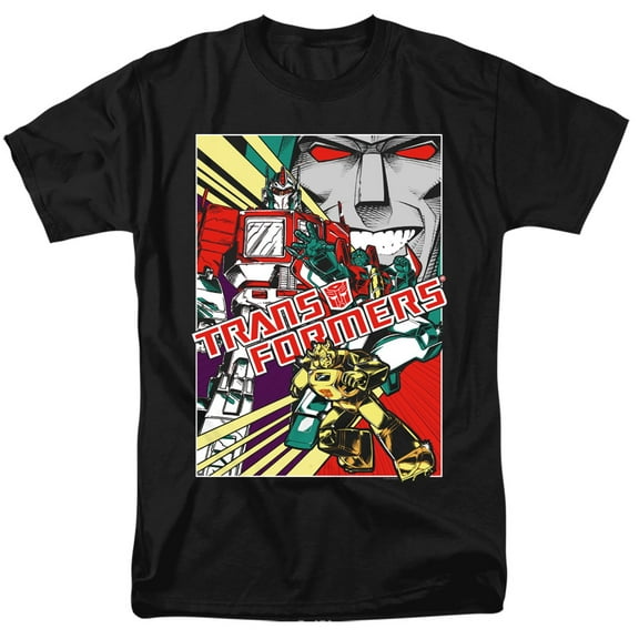 Transformers Comic Poster S/S Adult 18/1 T-Shirt Black