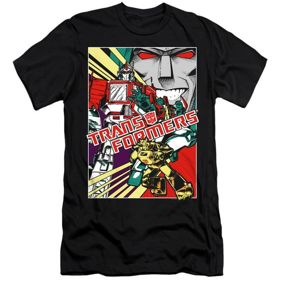 Transformers Comic Poster S/S Adult 30/1 T-Shirt Black