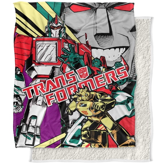 Transformers Comic Poster Silky Touch Sherpa Back Super Soft Throw Blanket