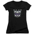 thumbnail image 1 of Transformers Decepticon Airbrush Logo Junior Women's V-Neck T-Shirt Black, 1 of 1