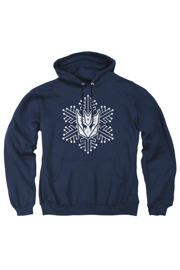 Decepticon Christmas Snowflake Adult Pull-Over Hoodie, Navy, Medium