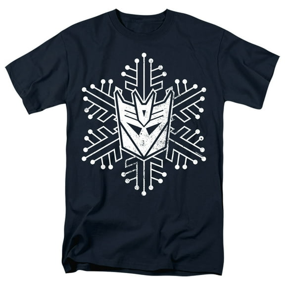 Transformers Decepticon Christmas Snowflake Unisex Adult T Shirt, Navy, Large