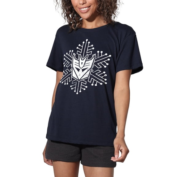 Transformers Decepticon Christmas Snowflake Women's Loose T-Shirt, Navy, Large