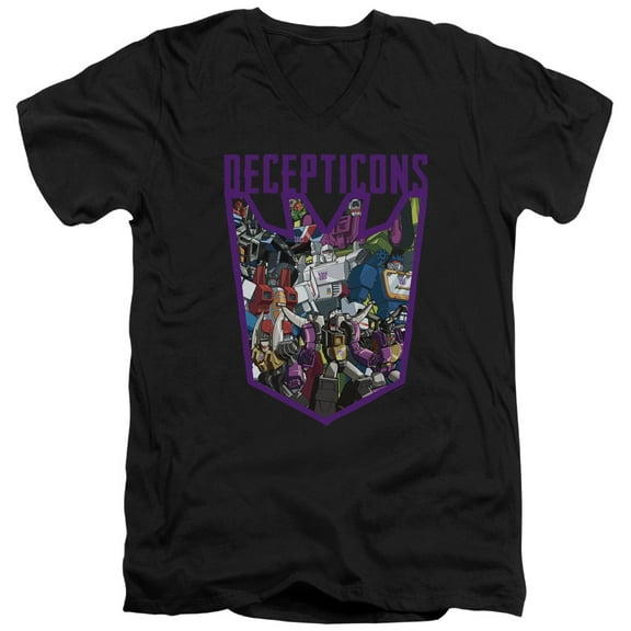 Transformers - Decepticon Collage - Slim Fit V Neck Shirt - Large