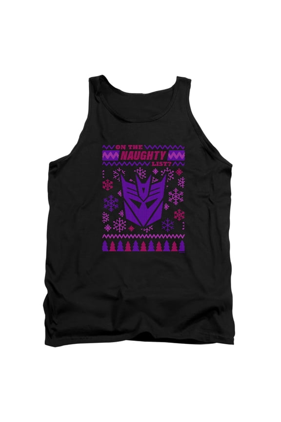 Decepticon Naughty List Ugly Christmas Unisex Adult Tank Top,Black, X-Large