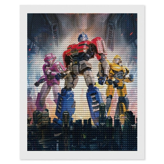 Transformers Diamond Art Painting Kits for Adults, 5D Diamond Art Full Drill Round Rhinestone Diamond Art Kits, DIY Diamond Dots Arts Craft for Home Wall Decor