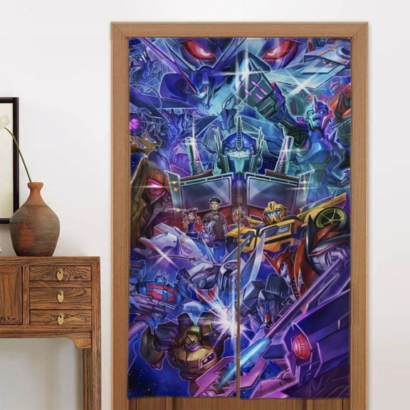 Transformers Doorway Curtain Cute Blackout Windproof Window Door Curtain Tapestry Colorful Room Privacy Divider Curtains Home Decoration 2 Panels 34"x56"
