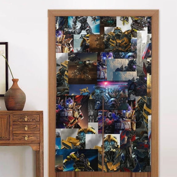 Transformers Doorway Curtain Cute Blackout Windproof Window Door Curtain Tapestry Colorful Room Privacy Divider Curtains Home Decoration 2 Panels 34"x56"