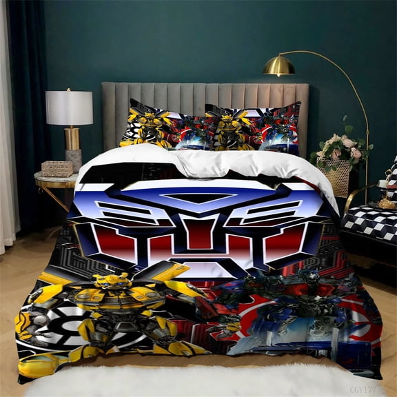 Transformers Duvet Cover Set Bumblebee Optimus Prime Bedding Set 3 Pieces Soft Comfortable Bedding Duvet Sets