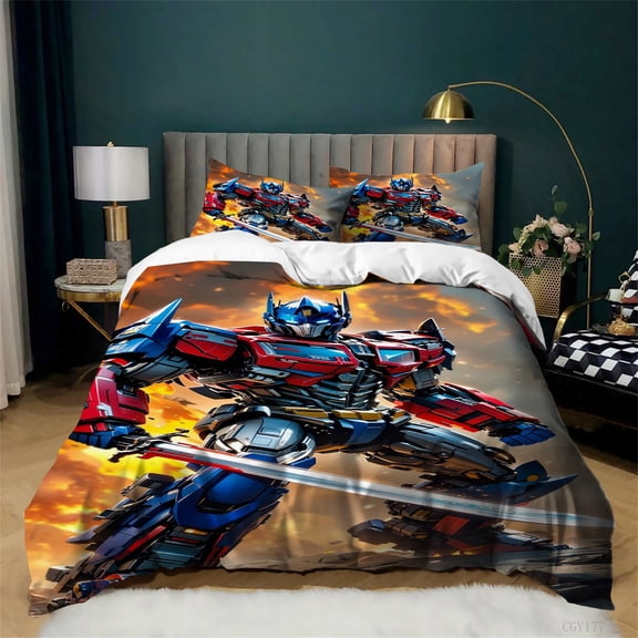 Transformers Duvet Cover Set Bumblebee Optimus Prime Bedding Set 3 Pieces Soft Comfortable Bedding Duvet Sets