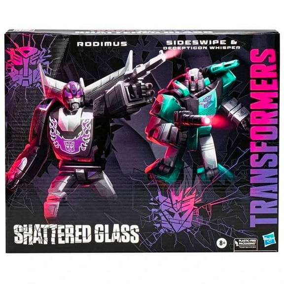 Transformers Generations Shattered Glass Collection Rodimus, Sideswipe, and Decepticon Whisper