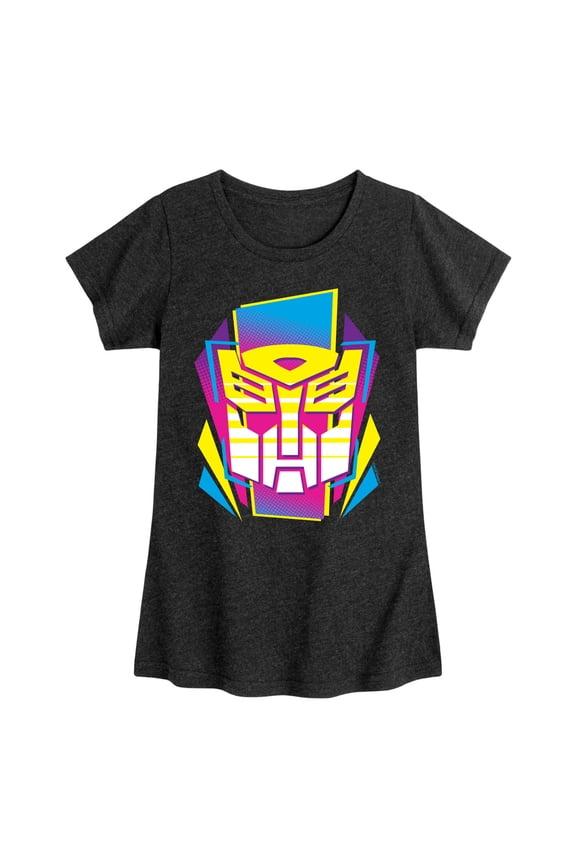 - Halftone Icon Autobot - Girls Fitted Short Sleeve T-Shirt