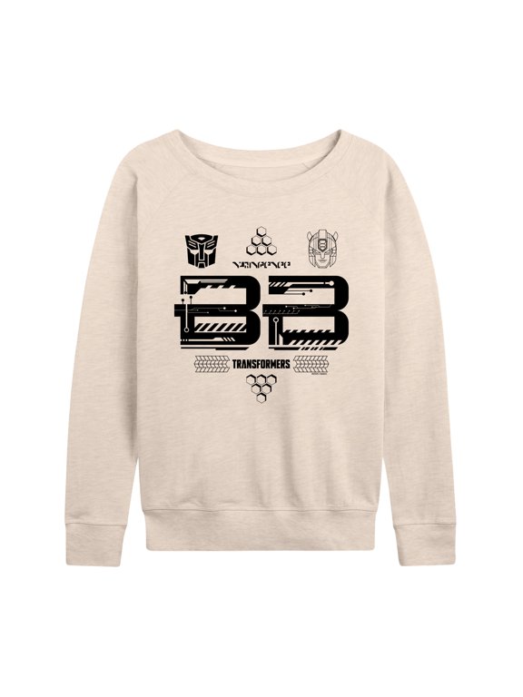 - Jersey Women's Lightweight French Terry Wide Neck Long Sleeve Graphic Shirt