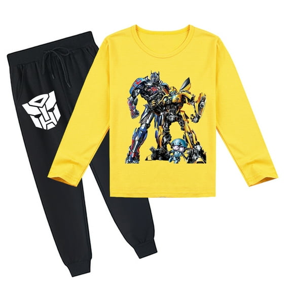 Transformers Kids' Comfy Long Sleeve T-shirt & Pants Set, Breathable for Spring Autumn, Unisex with Prints