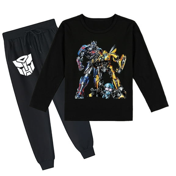Transformers Kids' Comfy Long Sleeve T-shirt & Pants Set, Breathable for Spring Autumn, Unisex with Prints