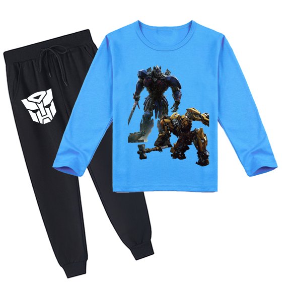 Transformers Kids' Long Sleeve T-shirt Top and Pants Set, Unisex, Breathable, Spring Autumn, Prints