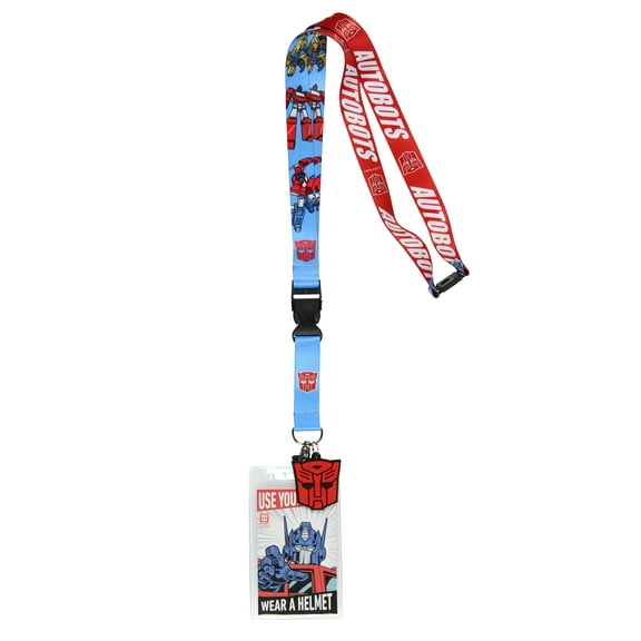 Transformers Lanyard Badge Holder Reversible Design Use Your Head Wear A Helmet Card with 2" Autobot Rubber Pendant