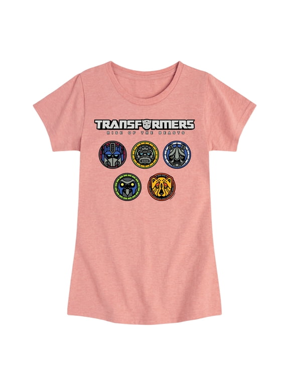 - Logo With Badges Girls' Fitted Short Sleeve Graphic T-Shirt