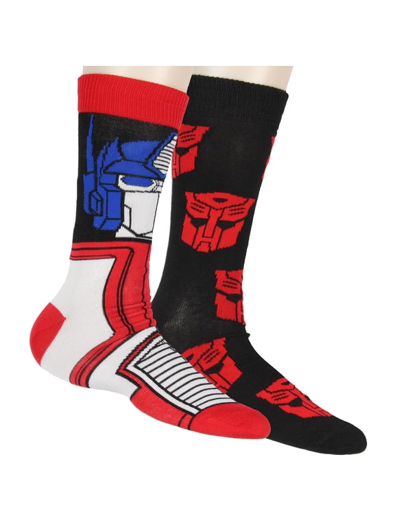 Men's Optimus Prime Autobot Logo Adult 2-Pack Mid-Calf Crew Socks Shoe Size 6-12