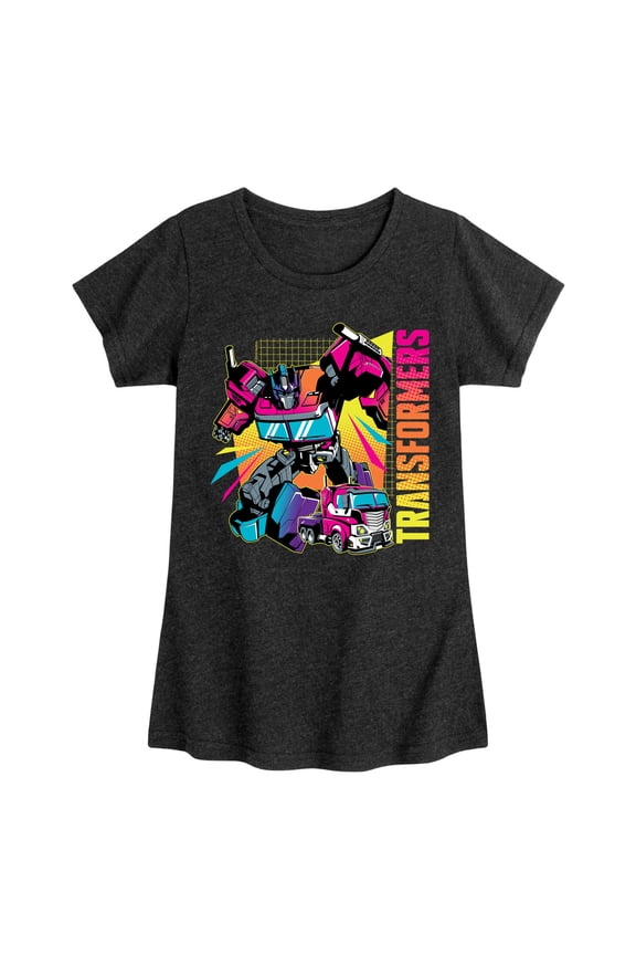 - Neon Halftones - Girls Fitted Short Sleeve T-Shirt