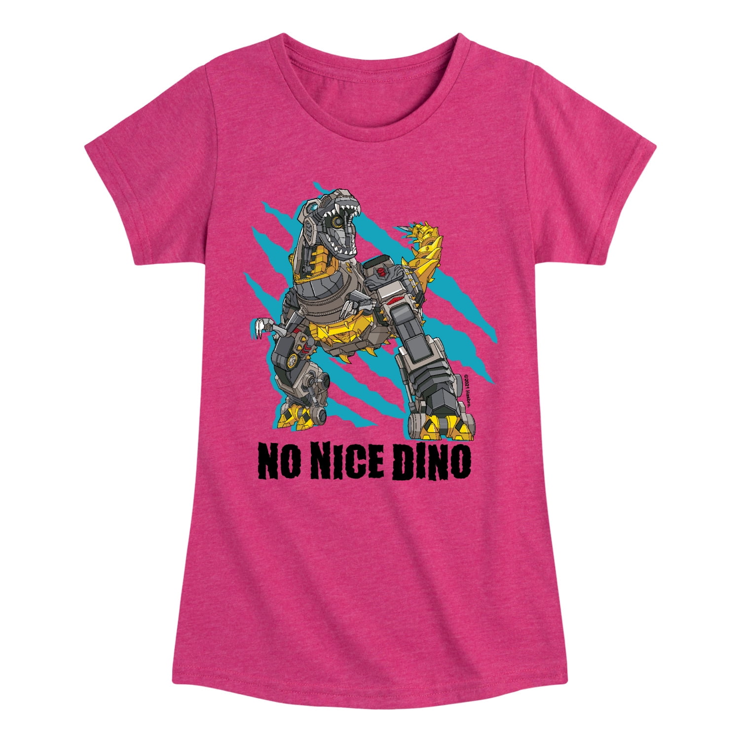 No Nice Transformers - No Nice Dino - Girls Fitted Short Sleeve T-Shirt ...