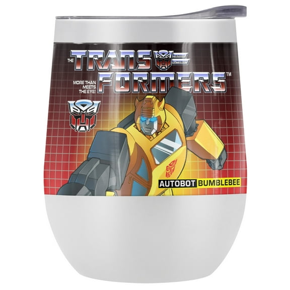 Transformers Official Bumblebee 12 oz Stemless Tumbler, Stainless Steel Travel Cup|Lake Tumbler|Insulated with Leak Resistant Slide-Lock Lid