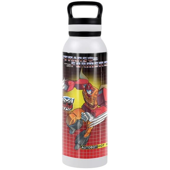 Transformers Official Hot Rod White 24 oz Insulated Canteen Water Bottle, Leak Resistant, Vacuum Insulated Stainless Steel with Loop Cap