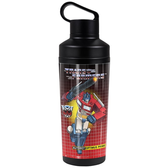 Transformers Official Optimus Prime 18 oz Insulated Water Bottle, Leak Resistant, Vacuum Insulated Stainless Steel with 2-in-1 Loop Cap