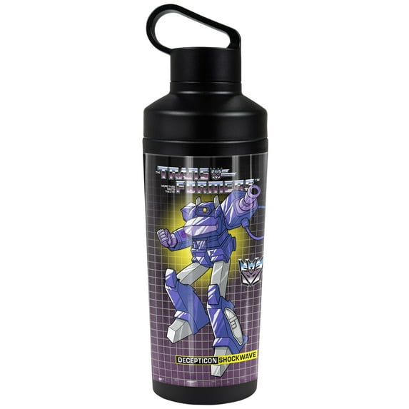 Transformers Official Shockwave 18 oz Insulated Water Bottle, Leak Resistant, Vacuum Insulated Stainless Steel with 2-in-1 Loop Cap