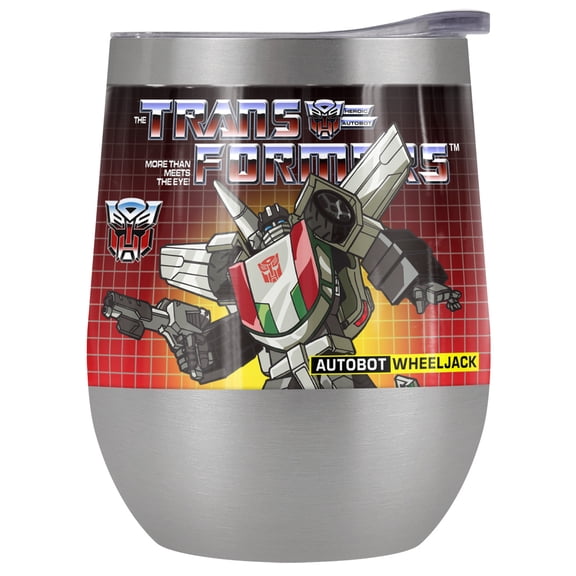 Transformers Official Wheeljack 12 oz Stemless Tumbler, Stainless Steel Travel Cup|Lake Tumbler|Insulated with Leak Resistant Slide-Lock Lid