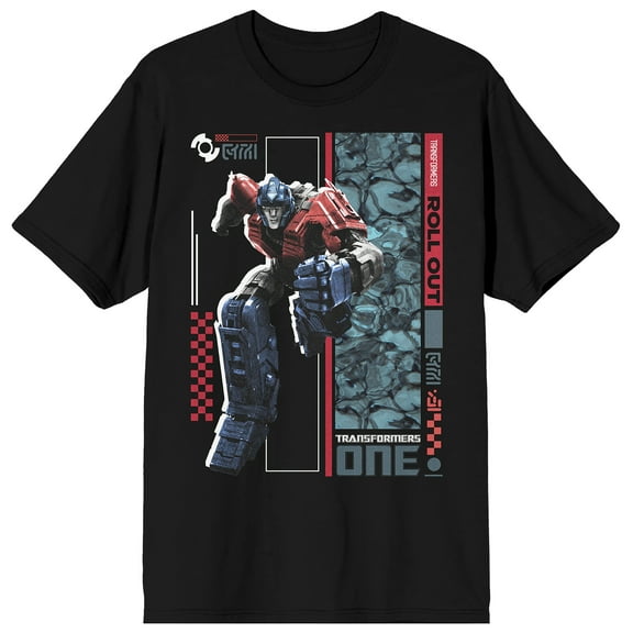 Transformers One Optimus Prime Running Adult Black Crew Neck Short Sleeve T-shirt-Medium