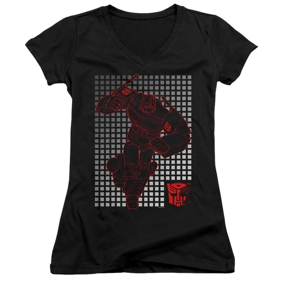 Transformers Optimus Grid Junior Women's V-Neck T-Shirt Black