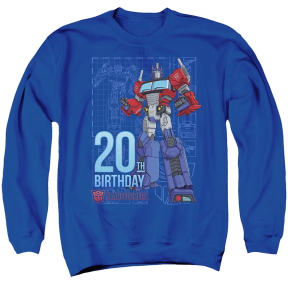 Transformers Optimus Prime 20th Birthday Unisex Adult Crewneck Sweatshirt, Optimus Prime 20th Birthday, Medium
