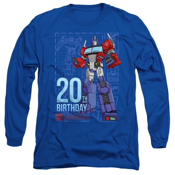 Transformers Optimus Prime 20th Birthday Unisex Adult Long-Sleeve T Shirt, Optimus Prime 20th Birthday, X-Large