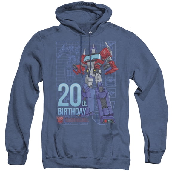 Transformers Optimus Prime 20th Birthday Unisex Adult Pull-Over Heather Hoodie, Optimus Prime 20th Birthday, Small