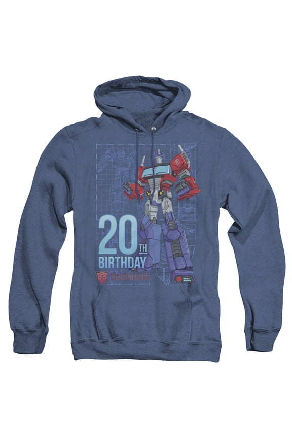 Optimus Prime 20th Birthday Unisex Adult Pull-Over Heather Hoodie, Optimus Prime 20th Birthday, Small