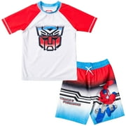Transformers Optimus Prime Big Boys Rash Guard and Swim Trunks Outfit Set Toddler to Big Kid