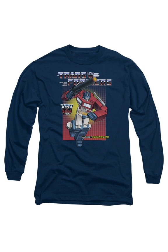 Transformers Optimus Prime Long Sleeve Adult 18/1 T-Shirt Navy