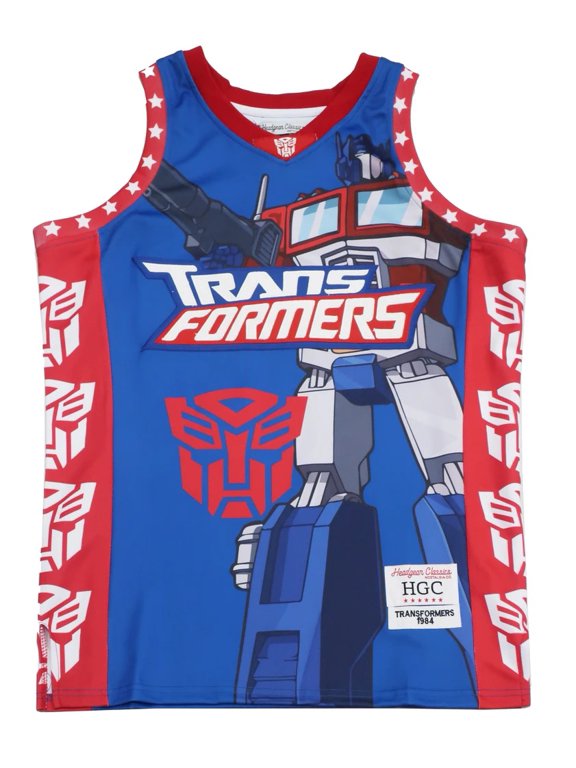 Transformers Optimus Prime Men's Headgear Classics Embroidered Basketball Jersey - Blue/Red (Large)